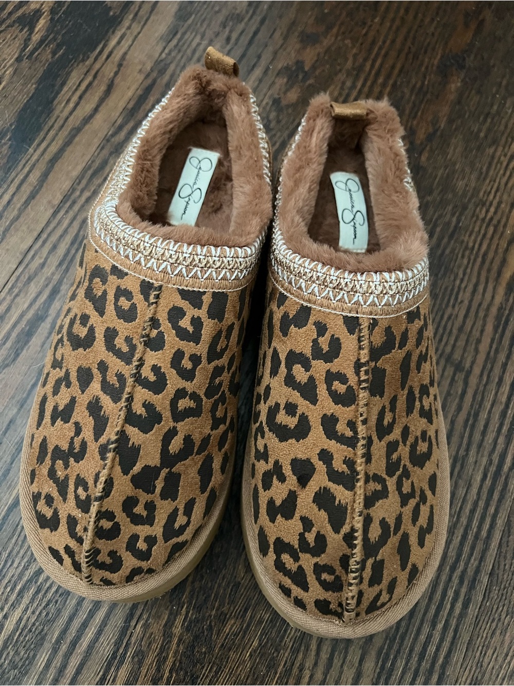 Leopard Print faux suede Jessica Simpson slip on moccasins